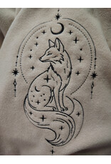 Cloakmakers.com 6092-Washable Beige Wool Cloak w/ Black Velvet Hood Lining & Dual Fox Embroidery & Pockets