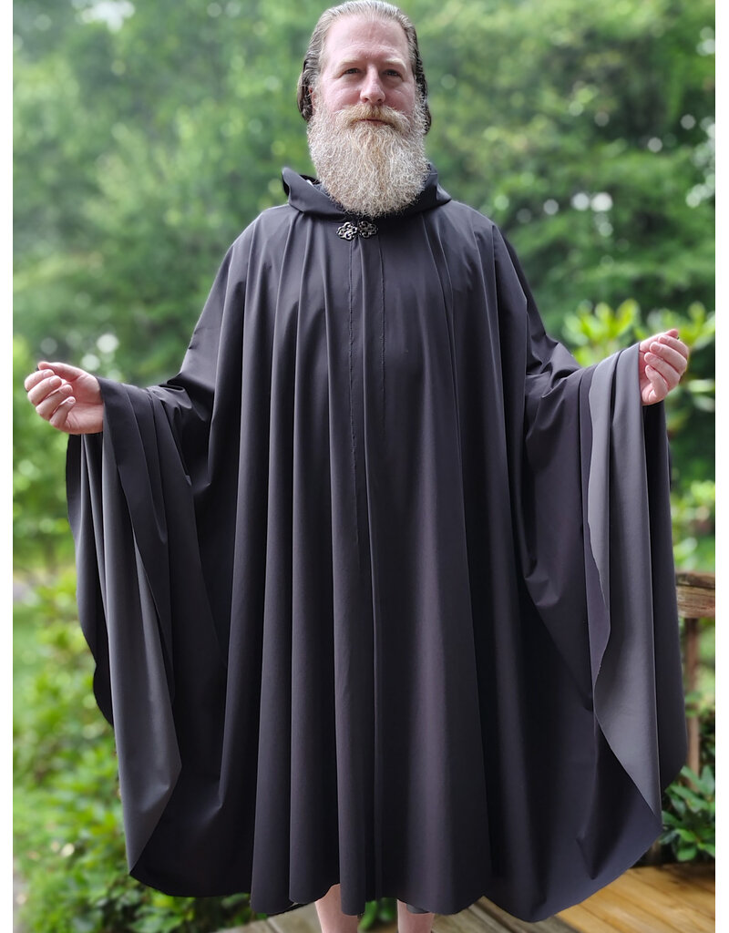 Cloakmakers.com 6094-Washable Very Lightweight Black Raincloak w/ Silver Tone Clasp