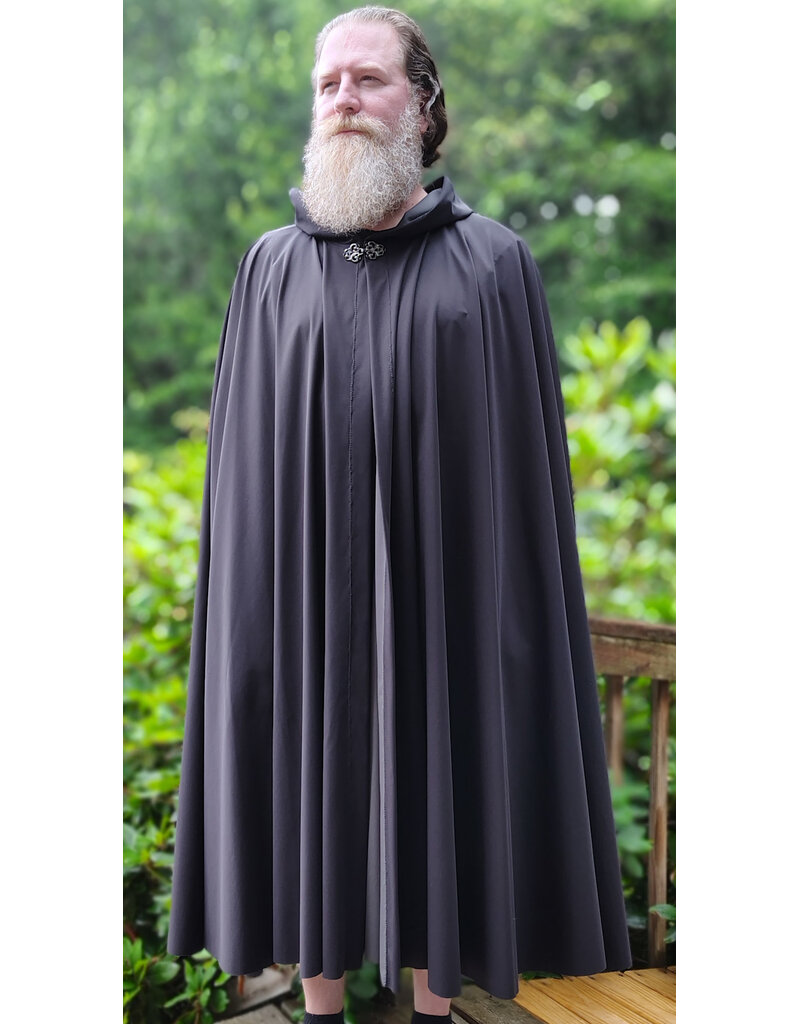 Cloakmakers.com 6094-Washable Very Lightweight Black Raincloak w/ Silver Tone Clasp