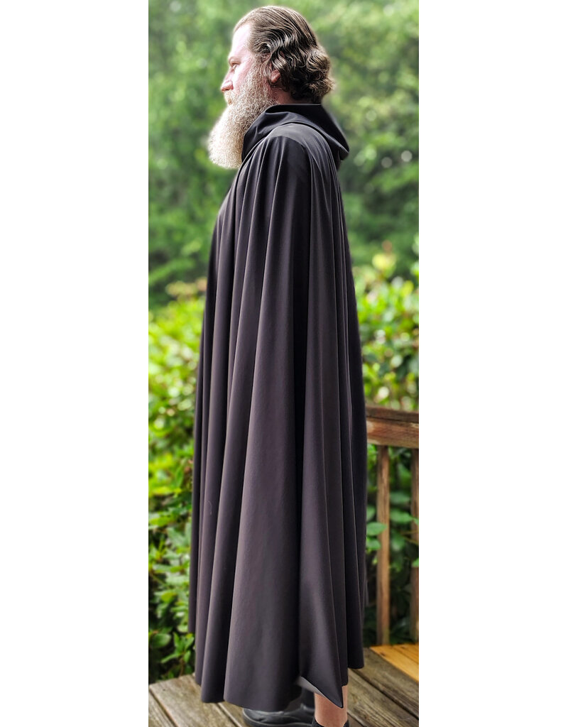 Cloakmakers.com 6094-Washable Very Lightweight Black Raincloak w/ Silver Tone Clasp