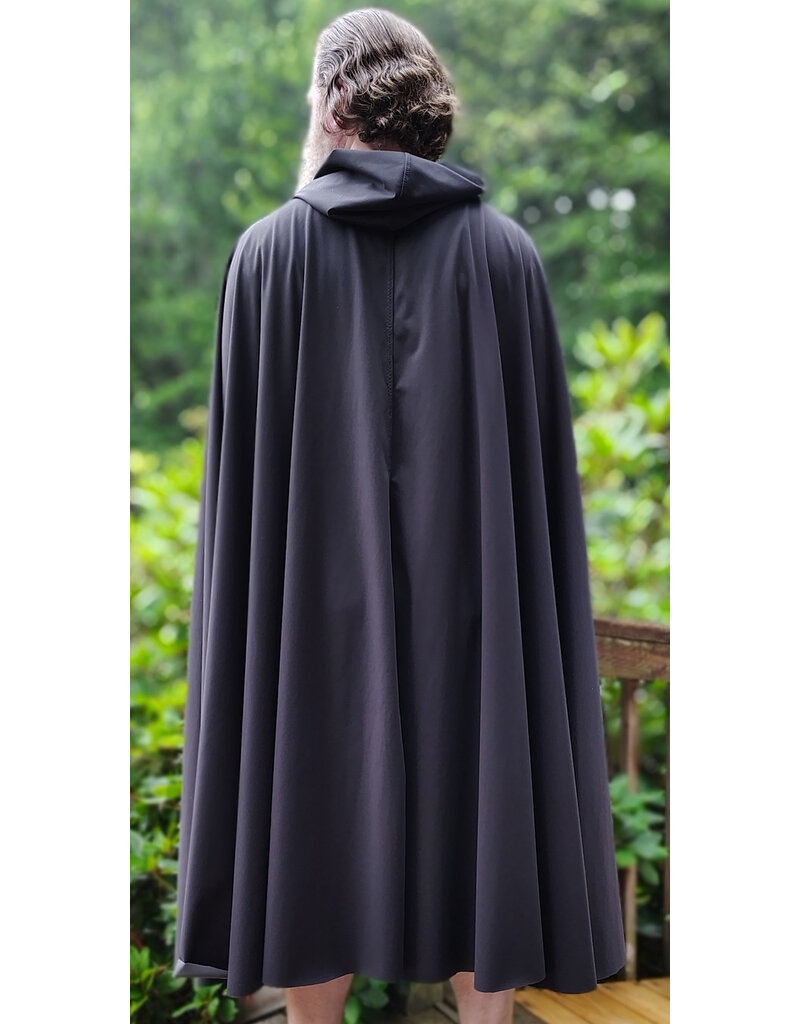 Cloakmakers.com 6094-Washable Very Lightweight Black Raincloak w/ Silver Tone Clasp