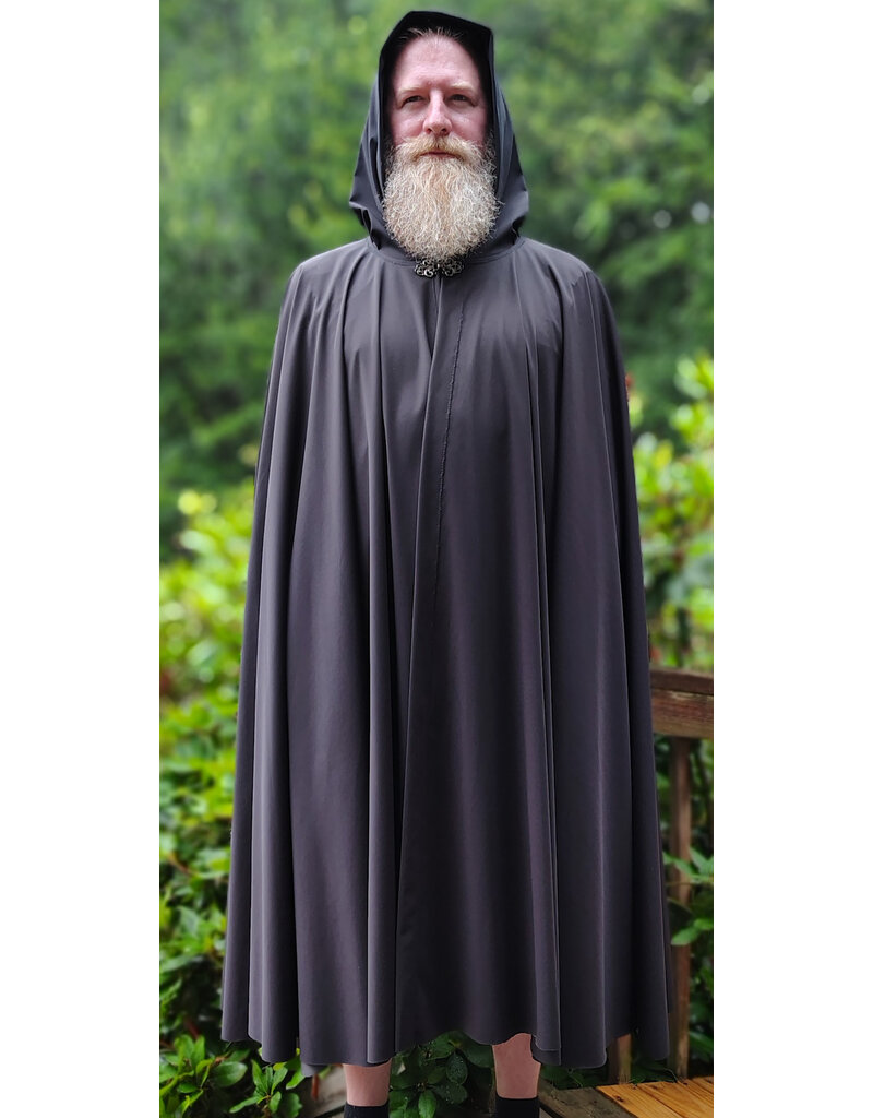 Cloakmakers.com 6094-Washable Very Lightweight Black Raincloak w/ Silver Tone Clasp