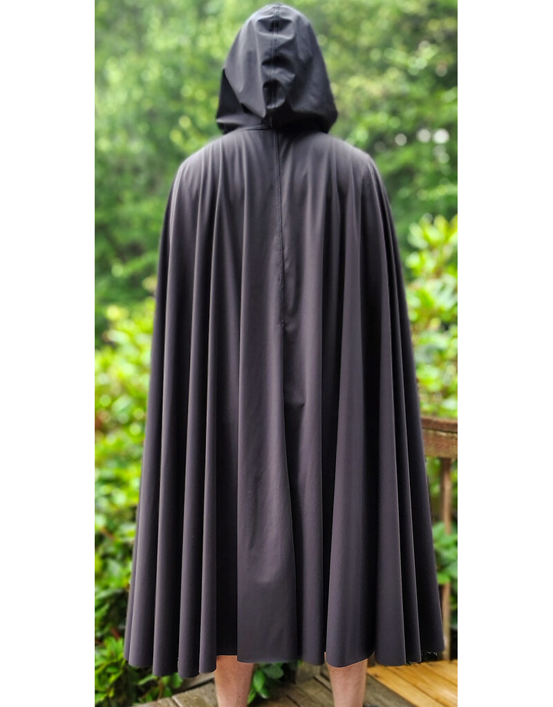 Cloakmakers.com 6094-Washable Very Lightweight Black Raincloak w/ Silver Tone Clasp