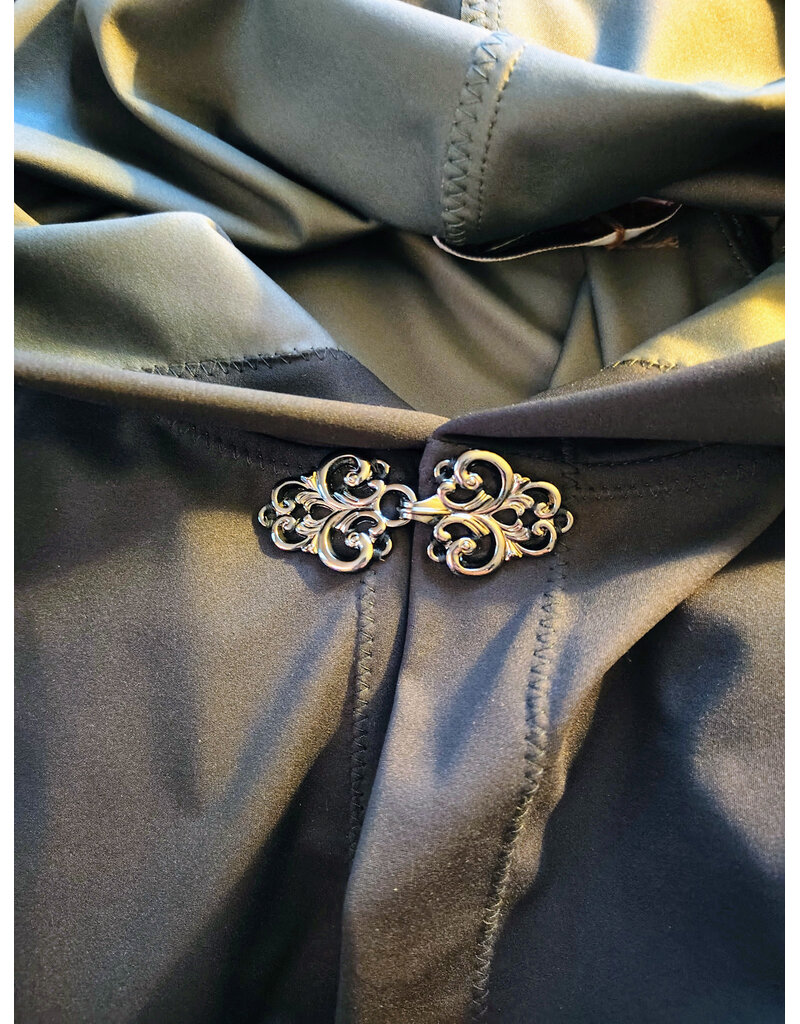 Cloakmakers.com 6094-Washable Very Lightweight Black Raincloak w/ Silver Tone Clasp