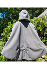 Cloakmakers.com 6096-Washable Grey Fleece Cloak w/ Celtic Antler & Ivy Embroidery & Weather Resistance