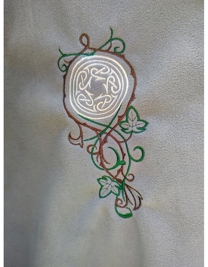 Cloakmakers.com 6096-Washable Grey Fleece Cloak w/ Celtic Antler & Ivy Embroidery & Weather Resistance