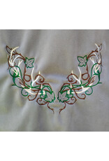 Cloakmakers.com 6096-Washable Grey Fleece Cloak w/ Celtic Antler & Ivy Embroidery & Weather Resistance