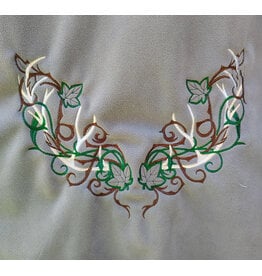 Cloakmakers.com 6096-Washable Grey Fleece Cloak w/ Celtic Antler & Ivy Embroidery & Weather Resistance