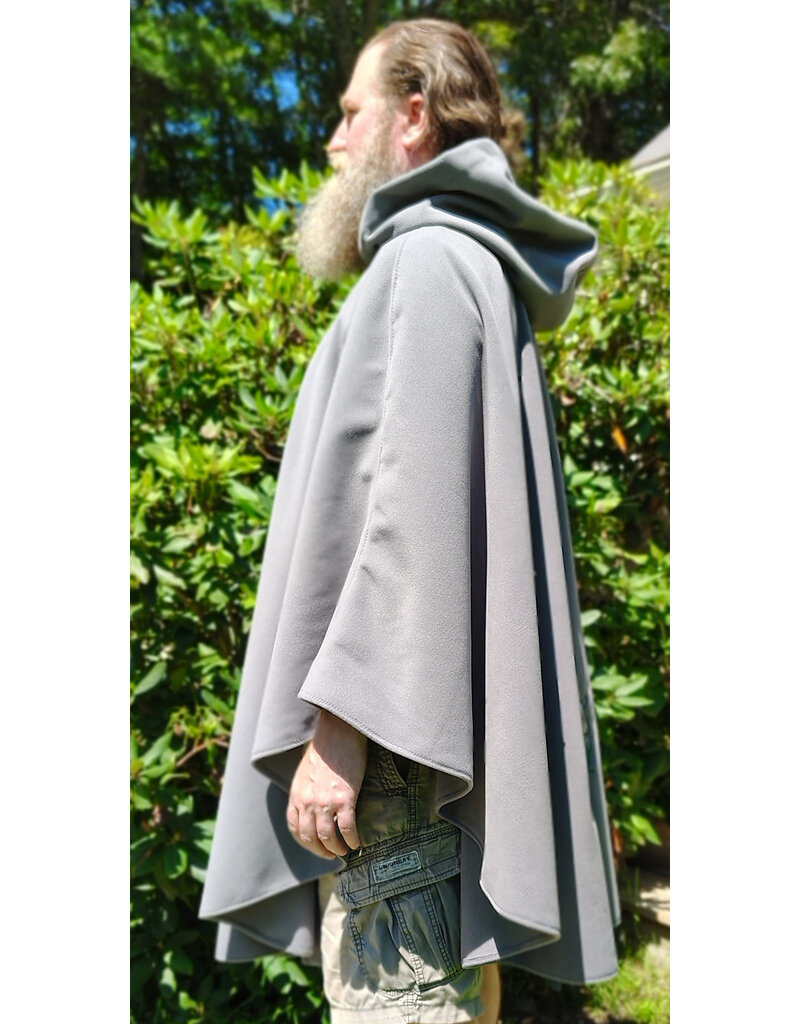 Cloakmakers.com 6096-Washable Grey Fleece Cloak w/ Celtic Antler & Ivy Embroidery & Weather Resistance