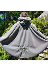 Cloakmakers.com 6096-Washable Grey Fleece Cloak w/ Celtic Antler & Ivy Embroidery & Weather Resistance