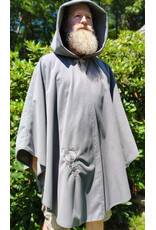 Cloakmakers.com 6096-Washable Grey Fleece Cloak w/ Celtic Antler & Ivy Embroidery & Weather Resistance