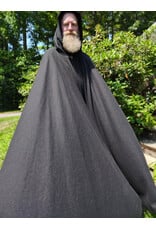 Cloakmakers.com 6097-Washable Long Lightweight Charcoal Wool Blend Cloak w/ Maroon Faux Suede Hood Lining & Silver Tone Clasp
