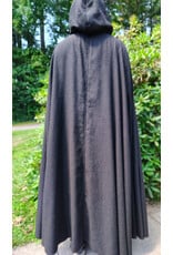 Cloakmakers.com 6097-Washable Long Lightweight Charcoal Wool Blend Cloak w/ Maroon Faux Suede Hood Lining & Silver Tone Clasp