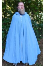 Cloakmakers.com 6099-Washable Summerweight Periwinkle Wool Blend Cloak w/ Purple Velvet Hood Lining & Celtic Triquetra Knot Clasp