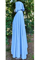 Cloakmakers.com 6099-Washable Summerweight Periwinkle Wool Blend Cloak w/ Purple Velvet Hood Lining & Celtic Triquetra Knot Clasp
