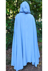 Cloakmakers.com 6099-Washable Summerweight Periwinkle Wool Blend Cloak w/ Purple Velvet Hood Lining & Celtic Triquetra Knot Clasp