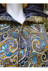Cloakmakers.com J928-Washable Black, Copper, & Blue Paisley Vest w/ Black Velvet Hood Lining & Two Pockets