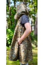 Cloakmakers.com J928-Washable Black, Copper, & Blue Paisley Vest w/ Black Velvet Hood Lining & Two Pockets