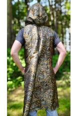 Cloakmakers.com J928-Washable Black, Copper, & Blue Paisley Vest w/ Black Velvet Hood Lining & Two Pockets