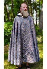 Cloakmakers.com 6101-Washable Blue & Gold Brocade Cloak w/ Light Gold Velvet Hood Lining & Gold Tone Clasp