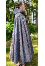 Cloakmakers.com 6101-Washable Blue & Gold Brocade Cloak w/ Light Gold Velvet Hood Lining & Gold Tone Clasp