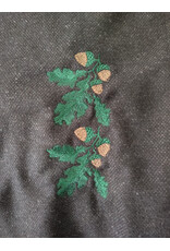 Cloakmakers.com 6102-Washable Black & Charcoal Wool Blend Mantle Cloak w/ Green Velvet Hood Lining & Acorn Oak Leaf Embroidery