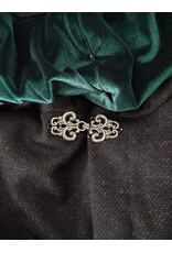 Cloakmakers.com 6102-Washable Black & Charcoal Wool Blend Mantle Cloak w/ Green Velvet Hood Lining & Acorn Oak Leaf Embroidery