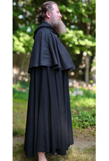 Cloakmakers.com 6102-Washable Black & Charcoal Wool Blend Mantle Cloak w/ Green Velvet Hood Lining & Acorn Oak Leaf Embroidery