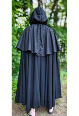 Cloakmakers.com 6102-Washable Black & Charcoal Wool Blend Mantle Cloak w/ Green Velvet Hood Lining & Acorn Oak Leaf Embroidery