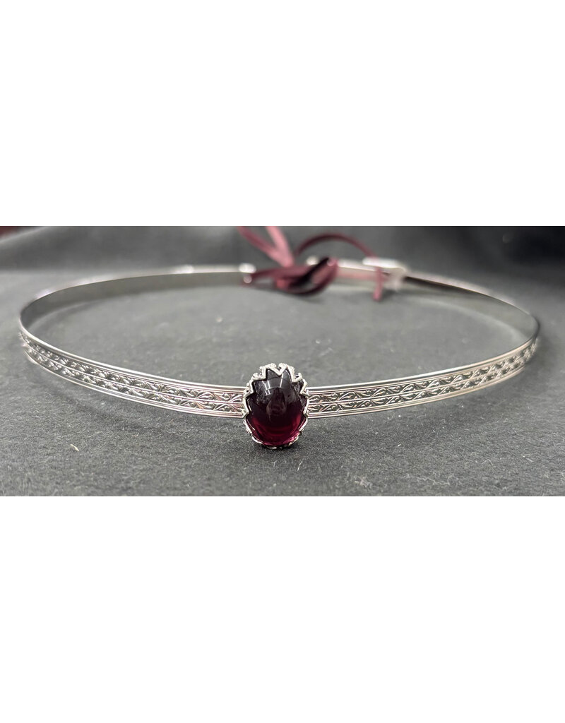 Cloakmakers.com Purple Glass Stone on Geometric Silvertone Band Circlet