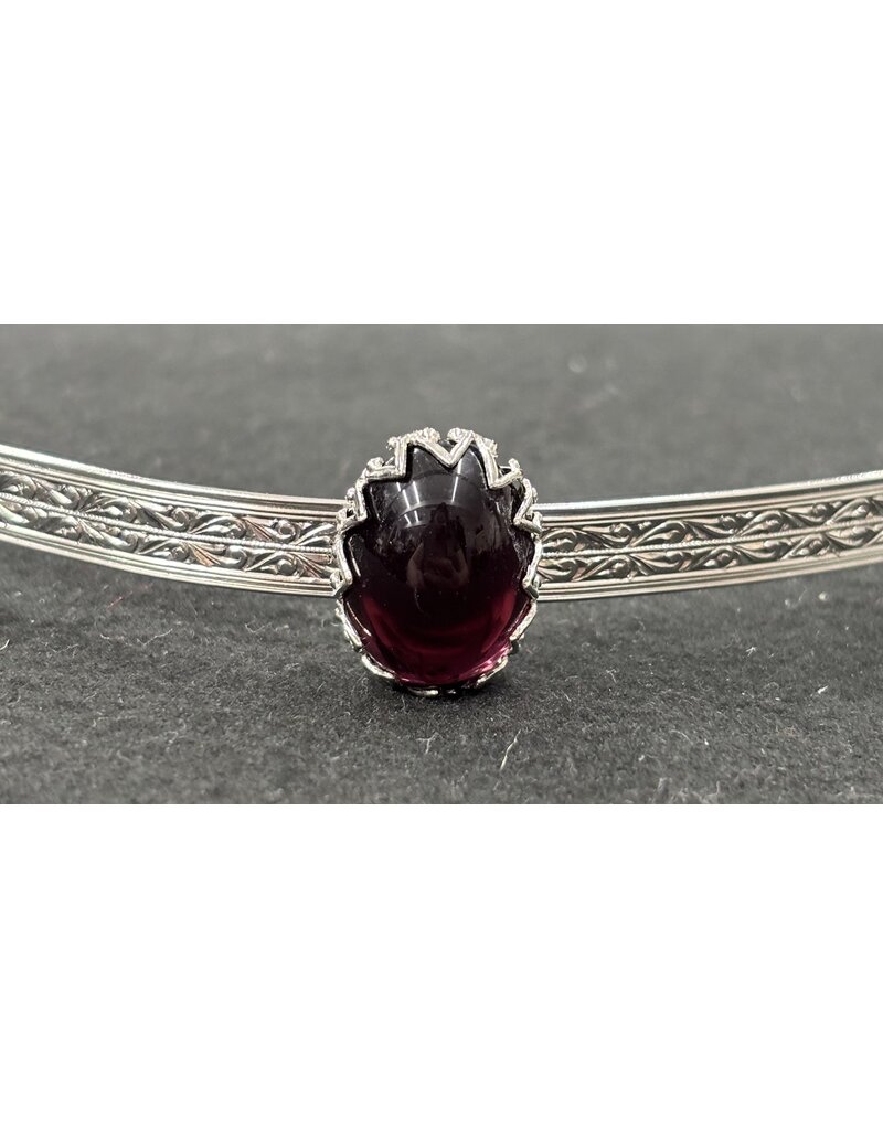 Cloakmakers.com Purple Glass Stone on Geometric Silvertone Band Circlet