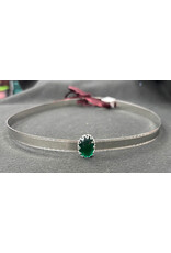 Cloakmakers.com Green Glass Stone on Bordered Burnished Band Circet