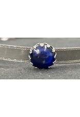 Cloakmakers.com Round Blue Stone on Silvertone Bordered Burnish Band Circlet