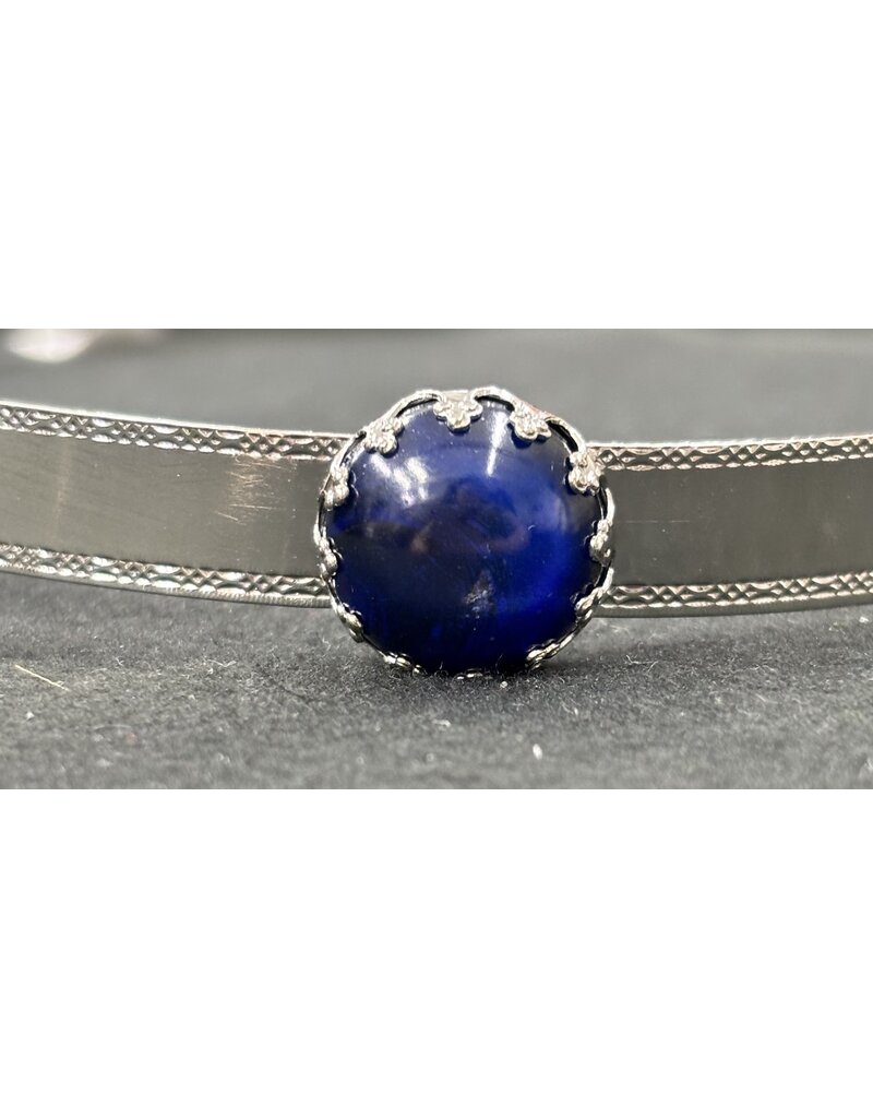 Cloakmakers.com Round Blue Stone on Silvertone Bordered Burnish Band Circlet