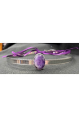 Cloakmakers.com Purple Amythest on Silvertone Bordered Burnish Band Circlet