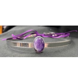 Cloakmakers.com Purple Amythest on Silvertone Bordered Burnish Band Circlet