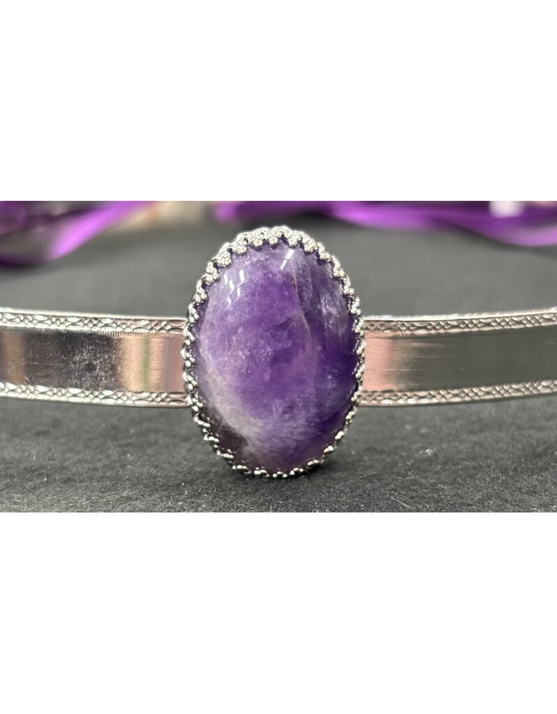 Cloakmakers.com Purple Amythest on Silvertone Bordered Burnish Band Circlet
