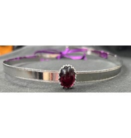 Cloakmakers.com Purple Glass Stone on Silvertone Bordered Burnish Band Circlet
