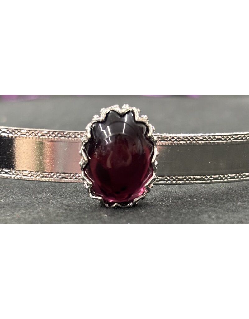 Cloakmakers.com Purple Glass Stone on Silvertone Bordered Burnish Band Circlet