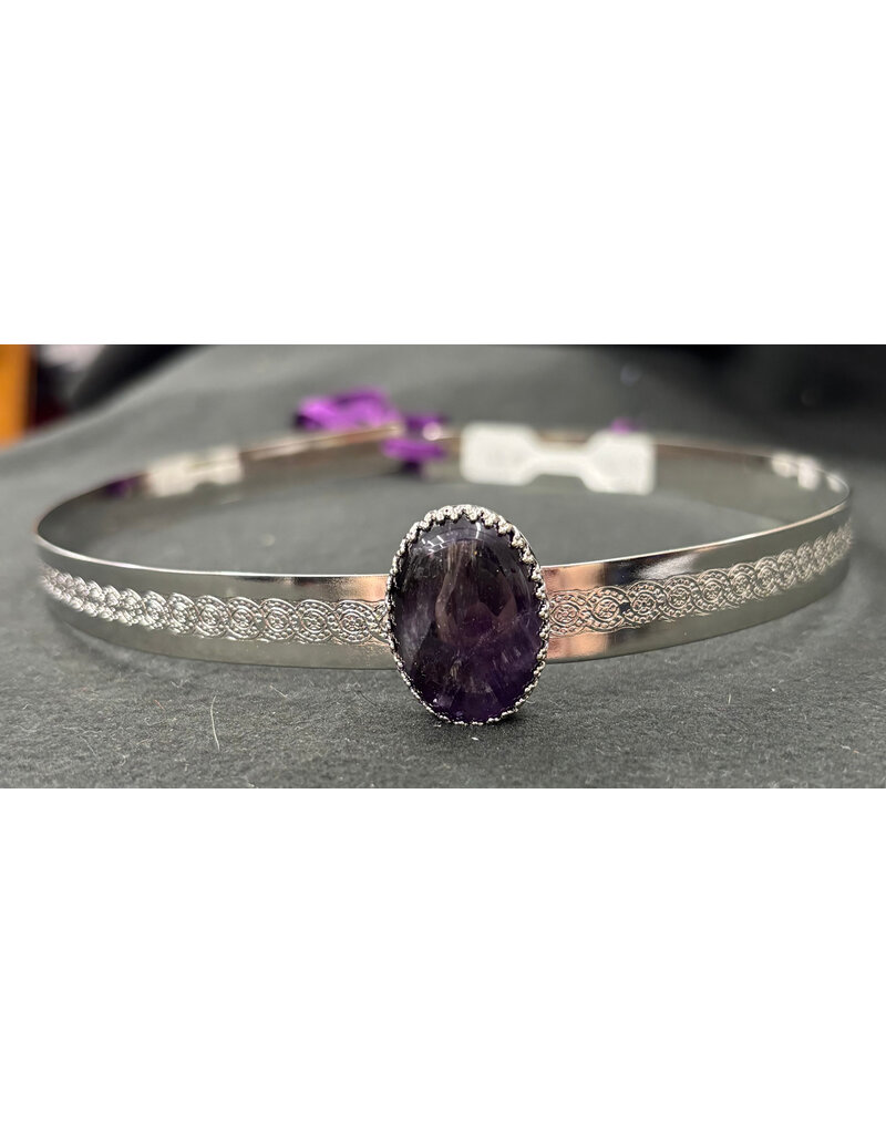 Cloakmakers.com Purple Amythest on Silvertone Spiral Center Band Circlet