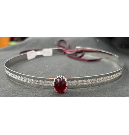 Cloakmakers.com Red Stone on Silvertone Spiral Cener Band Circlet