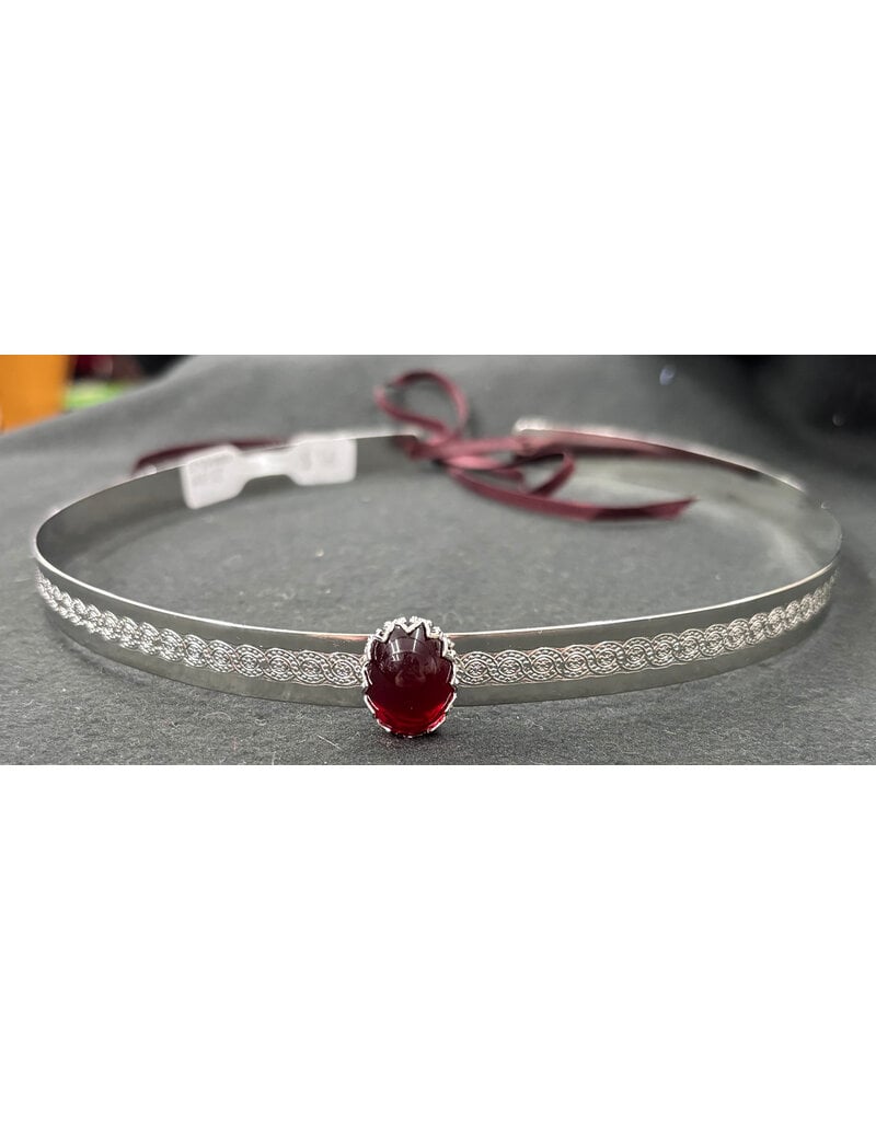 Cloakmakers.com Red Stone on Silvertone Spiral Cener Band Circlet