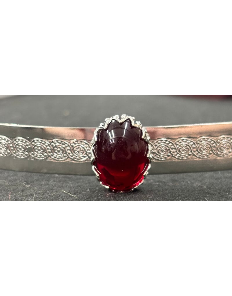 Cloakmakers.com Red Stone on Silvertone Spiral Cener Band Circlet
