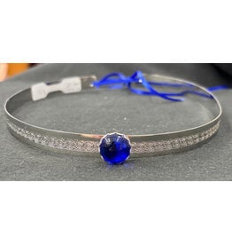 Cloakmakers.com Round Blue Stone on Silvertone Spiral Center Band Circlet