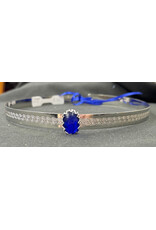 Cloakmakers.com Blue Glass Stone on Silvertone Spiral Crnter Band Circlet