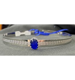 Cloakmakers.com Blue Glass Stone on Silvertone Spiral Crnter Band Circlet