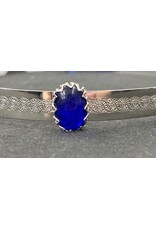 Cloakmakers.com Blue Glass Stone on Silvertone Spiral Crnter Band Circlet