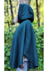 Cloakmakers.com 6104-Washable Emerald Green Wool Cloak w/ Purple Velvet Hood Lining & Purple & Black Damask Interior Pockets