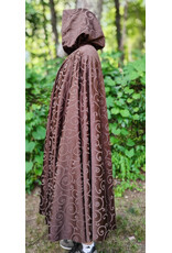 Cloakmakers.com 6105-Washable Brown Tone on Tone Swirly Damask Jacquard Pattern Cloak w/ Bronze Tone Clasp