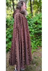 Cloakmakers.com 6105-Washable Brown Tone on Tone Swirly Damask Jacquard Pattern Cloak w/ Bronze Tone Clasp